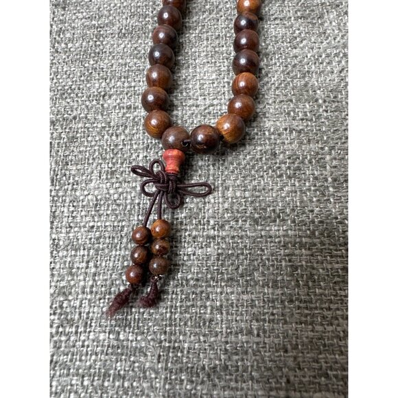 Boho Handcrafted Wooden Bead Necklace w/ Elephant Charm & Tassel Womens Fashion - Picture 4 of 7